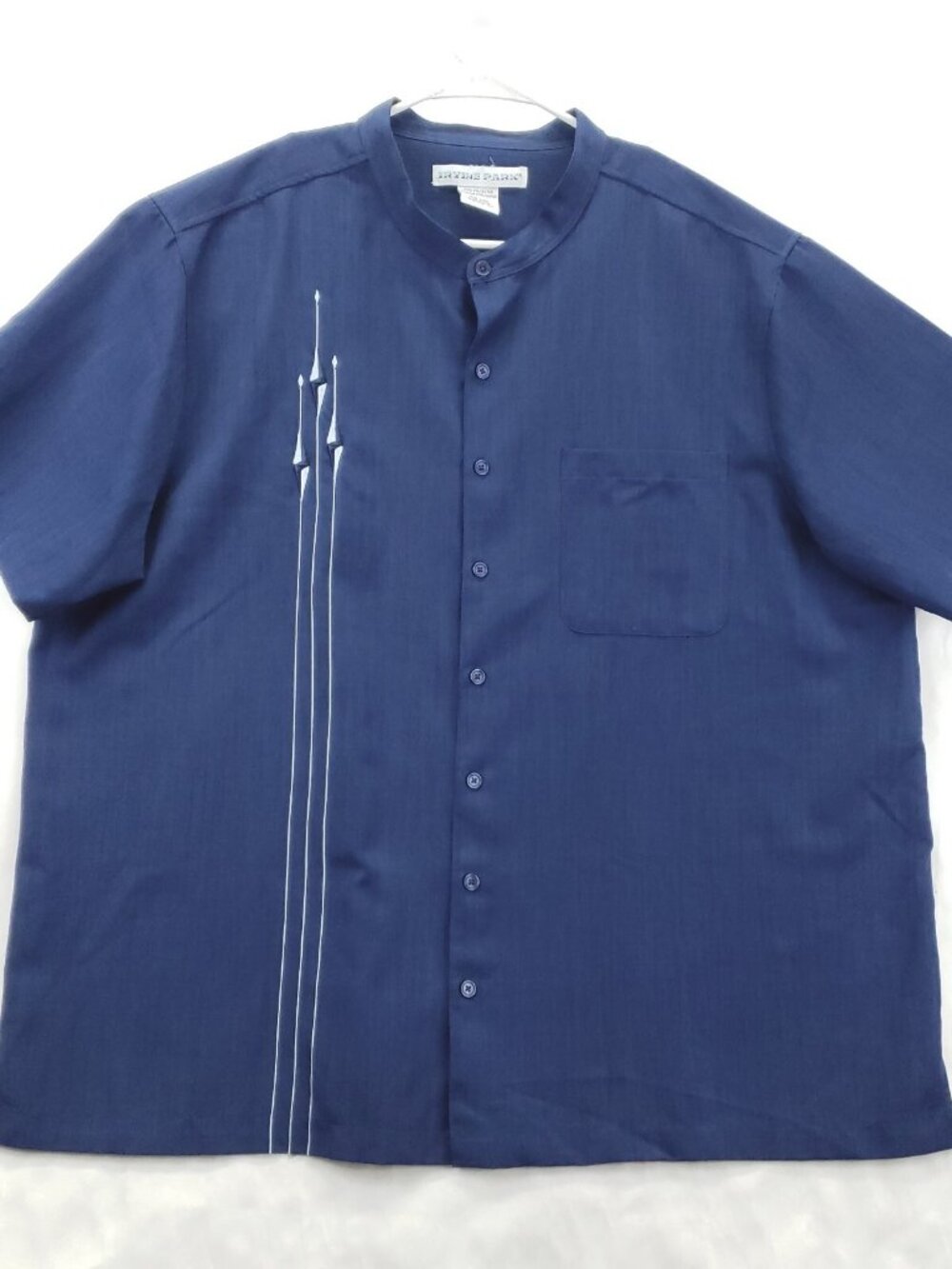 Irvine Park Shirt Men 2XL Blue Embroidered Short Sleeve Button-Up